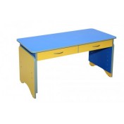 2-seat children table with drawers, height-adjustable